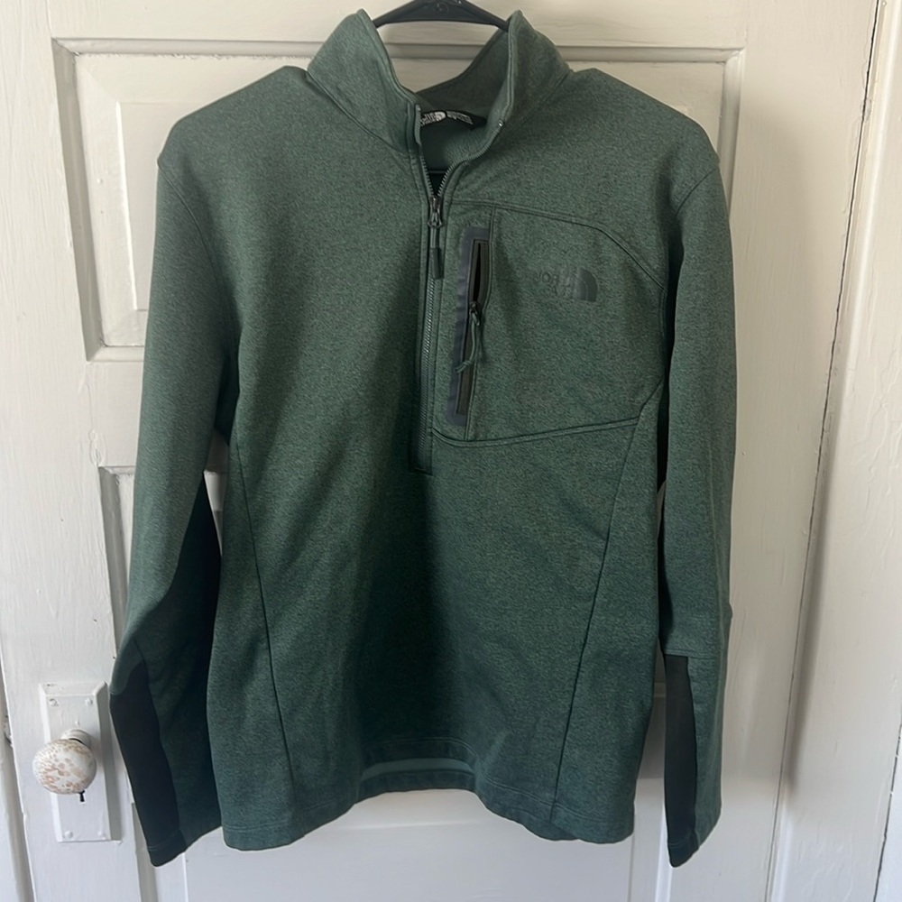 North face men’s green quarter zip medium